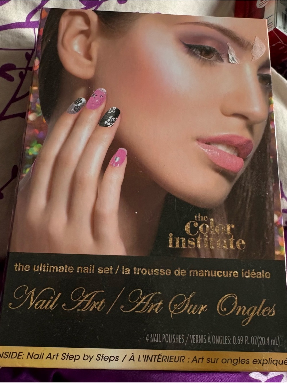 Nail Art Set with Pink & Black Accents